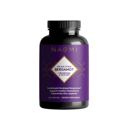 NAOMI Italian Citrus Bergamot 500mg + Resveratrol, Award-Winning Cardiologist Dvlpd, Supports Normal Cholesterol & Healthy Cellular Function, 7 Key Polyphenols NAOMI