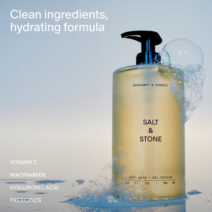 Salt & Stone Body Wash for Women & Men, Bergamot & Hinoki 15.2 fl oz Salt & Stone
