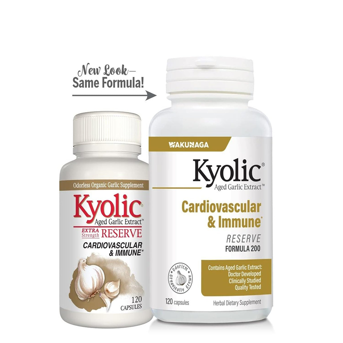 Kyolic Aged Garlic Extract Formula 200, Cardiovascular & Immune*, Reserve, 120 Capsules Kyolic