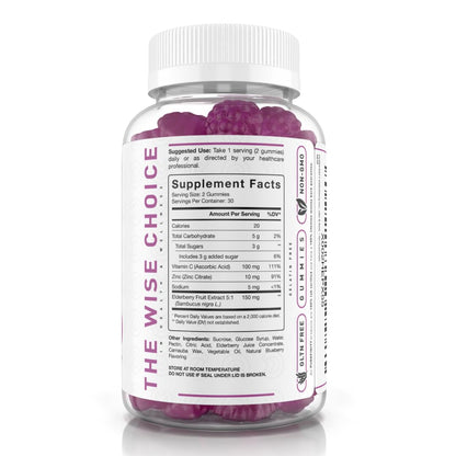 PUREFINITY Elderberry Gummies with Sambucus, Vitamin C, and Zinc – Your Perfect Daily 3-in-1 Supplement for Kids & Adults – Gluten Free, Non-GMO, Vegan, 60 Count