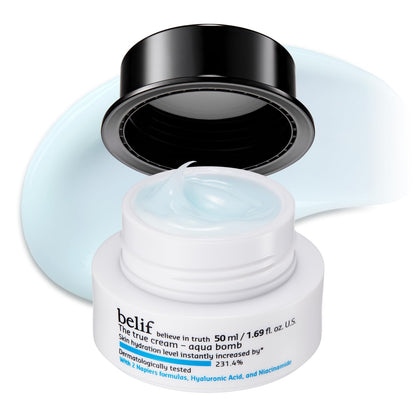 belif Aqua Bomb – Daily Niacinamide Hydrating Moisturizer, Lightweight Plumping Facial Cream with Hyaluronic Acid & Squalane, Cooling Effect belif