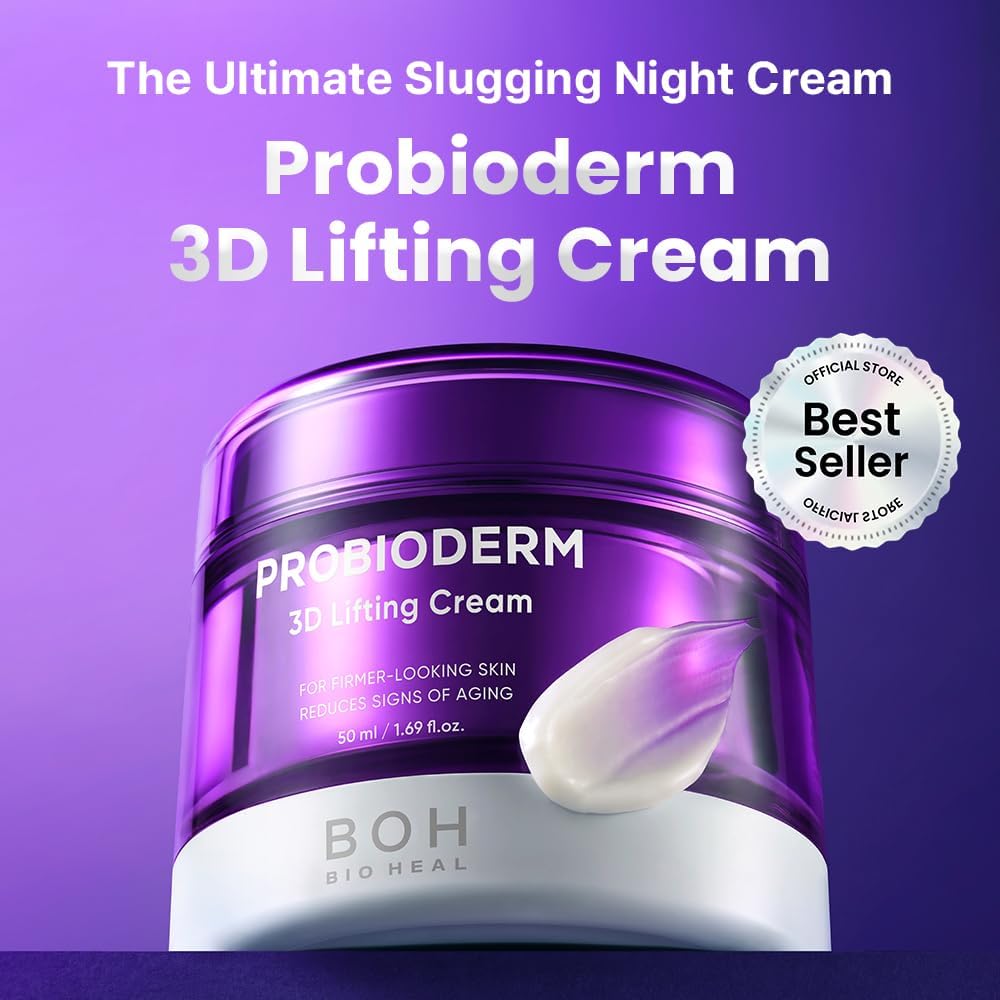 [Cardi B's Pick] BIO HEAL BOH Probioderm 3D Lifting Cream 1.69 fl oz - Advanced Korean Facial Night Cream with 17-Peptide Complex & Probioderm for Face & Neck, Butter-Rich Texture for Perfect Slugging BIOHEAL BOH