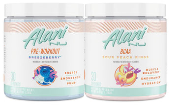 Alani Nu Breezeberry Pre Workout and BCAA Sour Peach Rings Post Workout Powder Alani Nu buy australia supplements