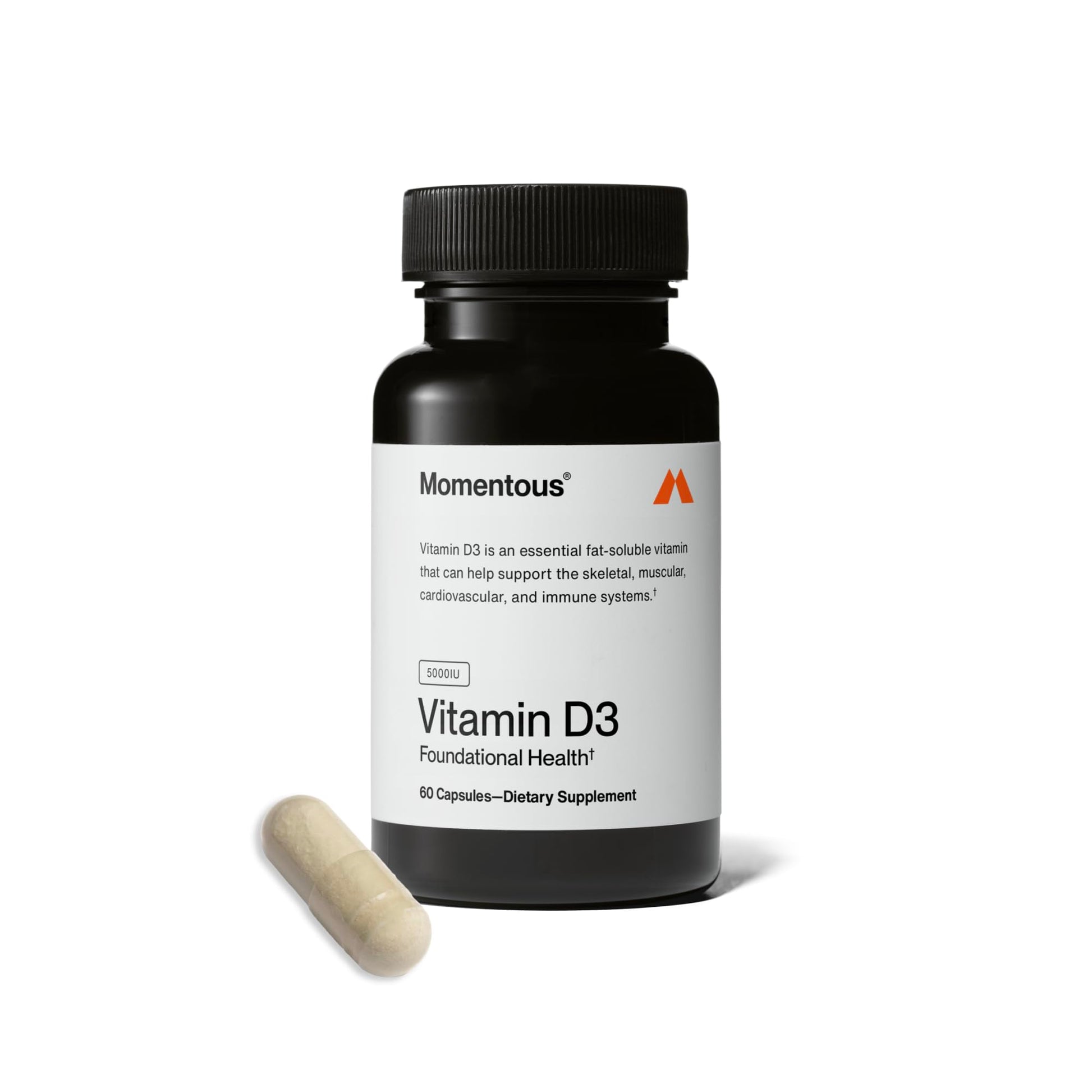 Momentous Vitamin D3 Supplement - 5,000 IU Capsules for Foundational Health Support - NSF Certified for Sport - Gluten Free - 60 Servings Momentous buy supplements Au