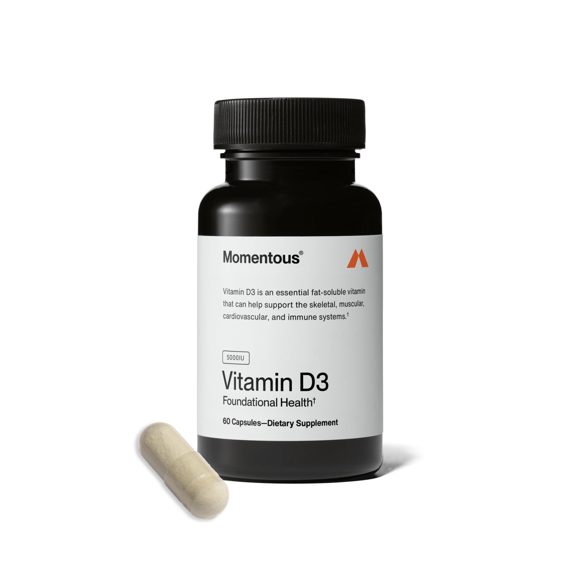 Momentous Vitamin D3 Supplement - 5,000 IU Capsules for Foundational Health Support - NSF Certified for Sport - Gluten Free - 60 Servings Momentous buy supplements Au
