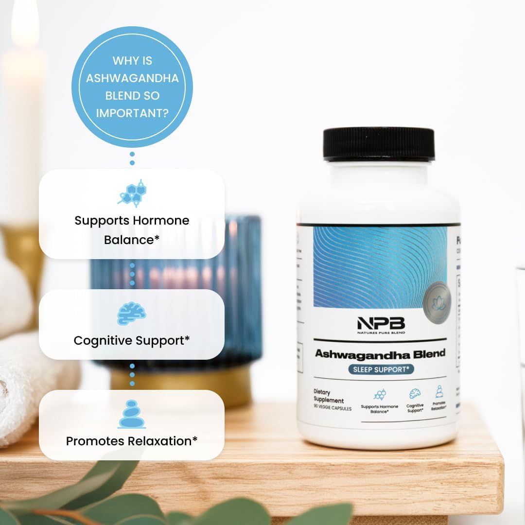 Nature's Pure Blend Ashwagandha Supplements – Organic Ashwagandha Root & Extract for Women and Men – Stress Relief, Sleep, and Mood Support – Athletic Performance & Focus Support – 60 Vegan Capsules Nature's Pure Blend buy australia supplements