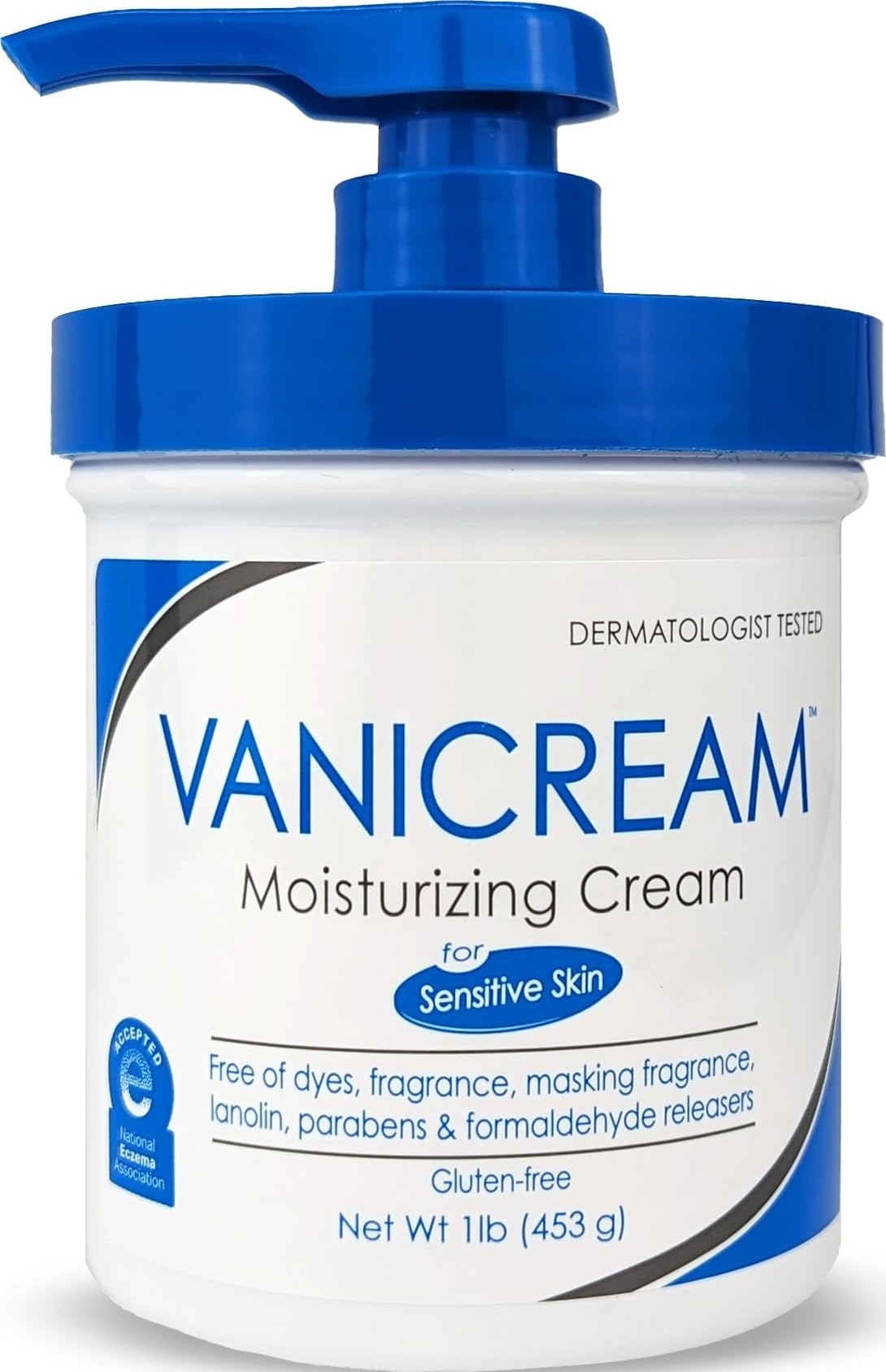 Vanicream Moisturizing Cream with Pump Dispenser, 16 Oz, Formulated without Common Irritants for Sensitive Skin, Body & Face Moisturizer, Restores Moisture & Soothes Irritated, Itchy Areas Vanicream