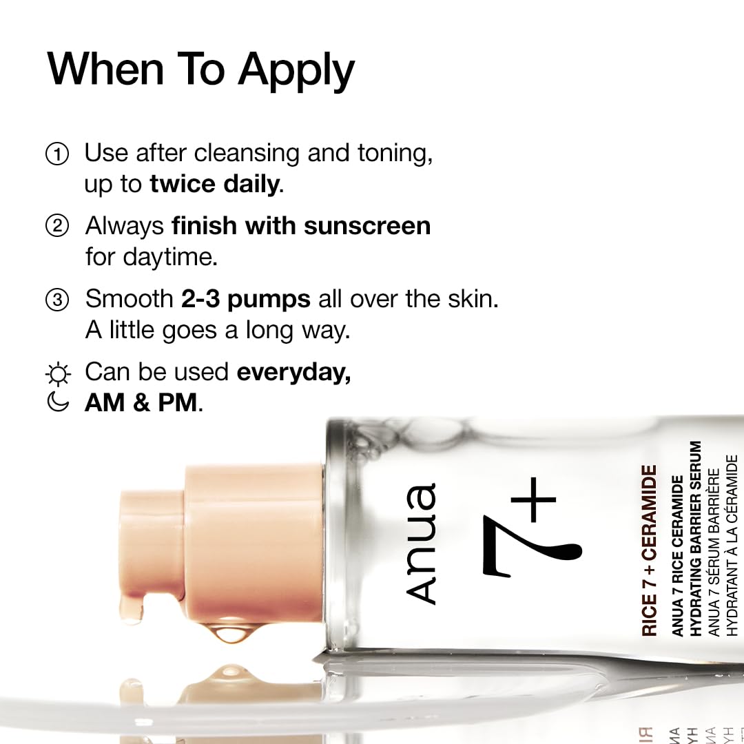 Anua Rice Ceramide 7 Hydrating Barrier Serum, 1.69 fl oz ANUA