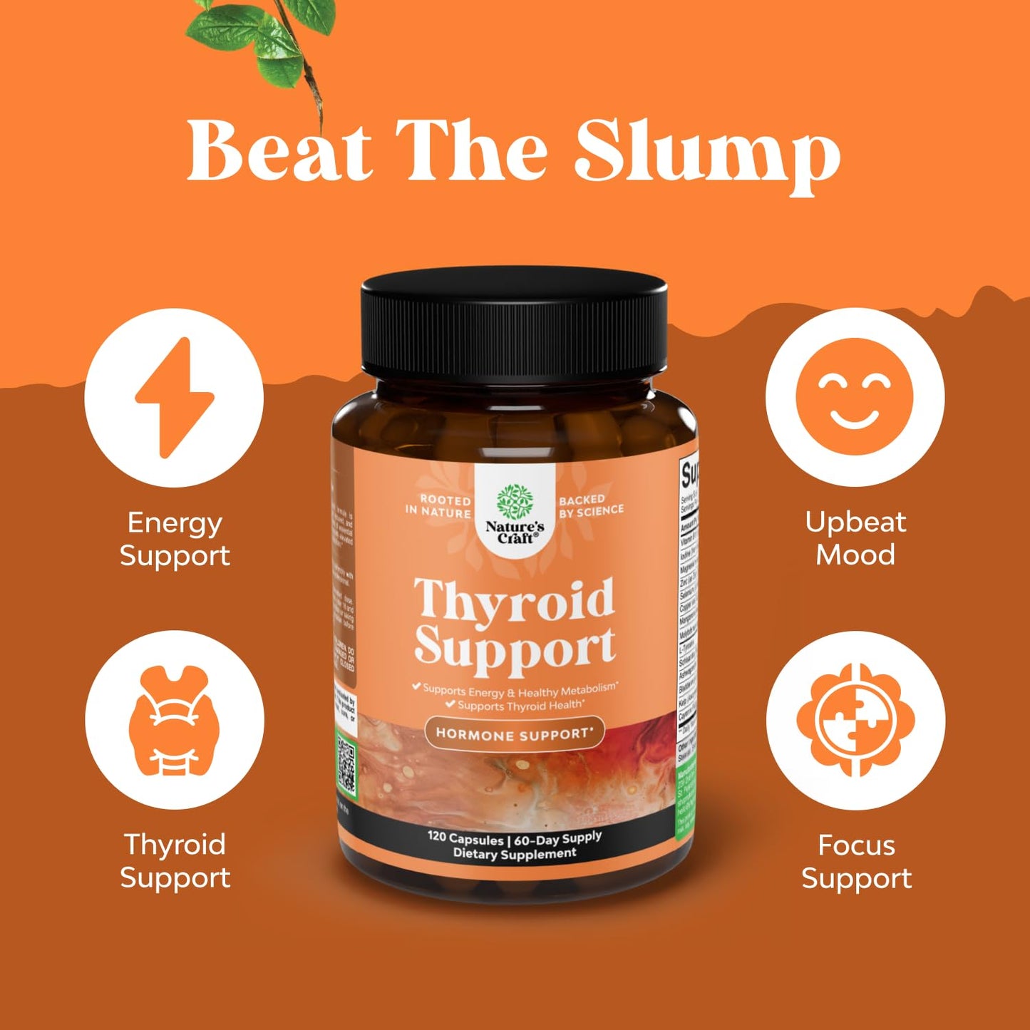 Natures Craft Herbal Thyroid Support Complex - Potent Kelp Iodine Supplement with L Tyrosine, Bladderwrack, Selenium & Ashwagandha for Hormone Balance - Mood & Energy Dietary Pills - 60 Count Gsupps Australia