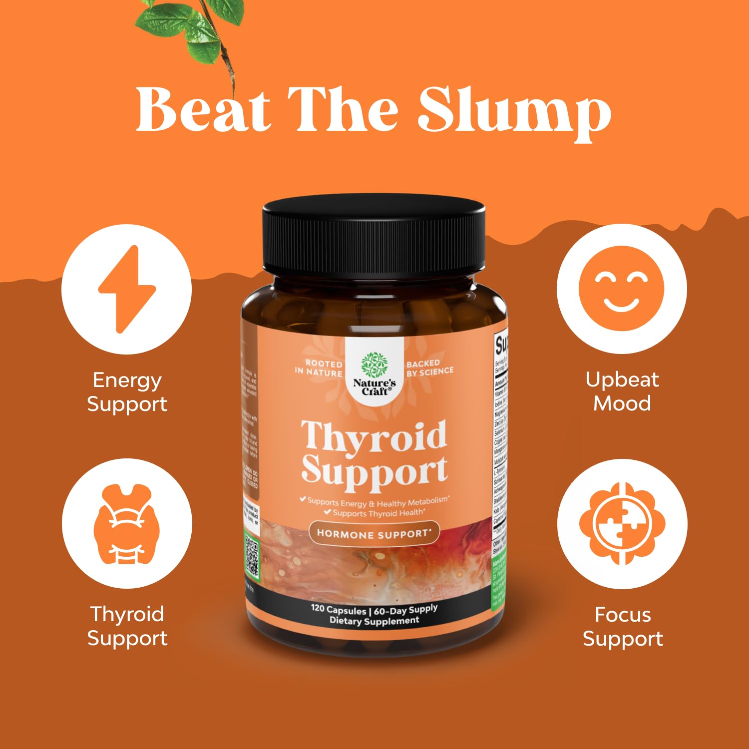 Natures Craft Herbal Thyroid Support Complex - Potent Kelp Iodine Supplement with L Tyrosine, Bladderwrack, Selenium & Ashwagandha for Hormone Balance - Mood & Energy Dietary Pills - 60 Count Gsupps Australia