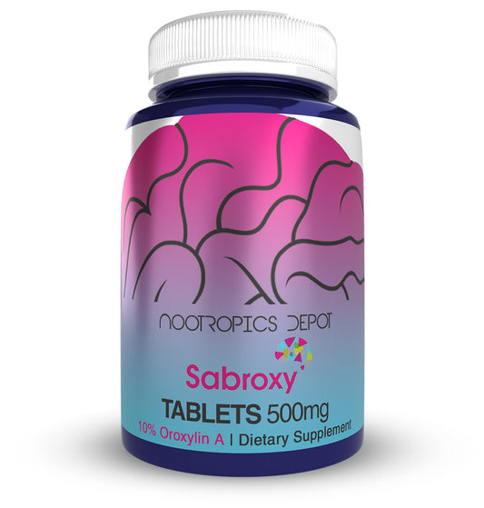 Nootropics Depot Sabroxy® Tablets | 100mg | 90 Count | Minimum 10% Oroxylin-A | Oroxylum indicum | May Help Promote Focus & Motivation | May Help Promote Cognitive Function