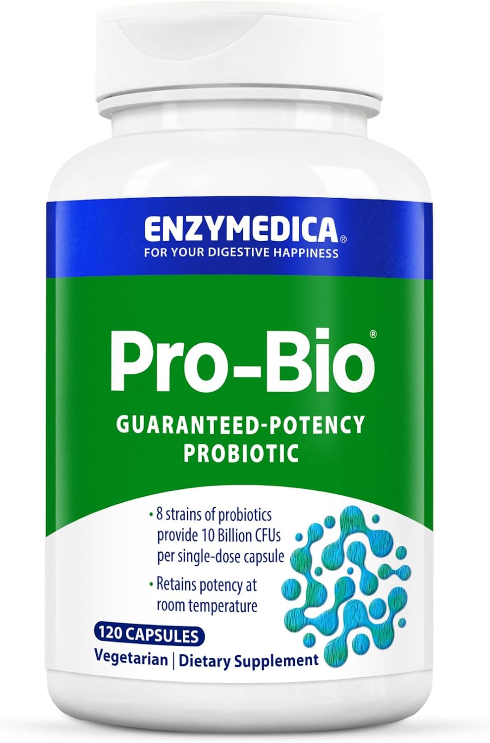 Enzymedica Pro-Bio Probiotic Supplement for Digestive & Gut Health - Daily Probiotic Capsules for Women & Men, 10 Billion CFU, Helps Reduce Gas & Bloating, Stomach Acid Resistant - 120 Caps Gsupps Australia