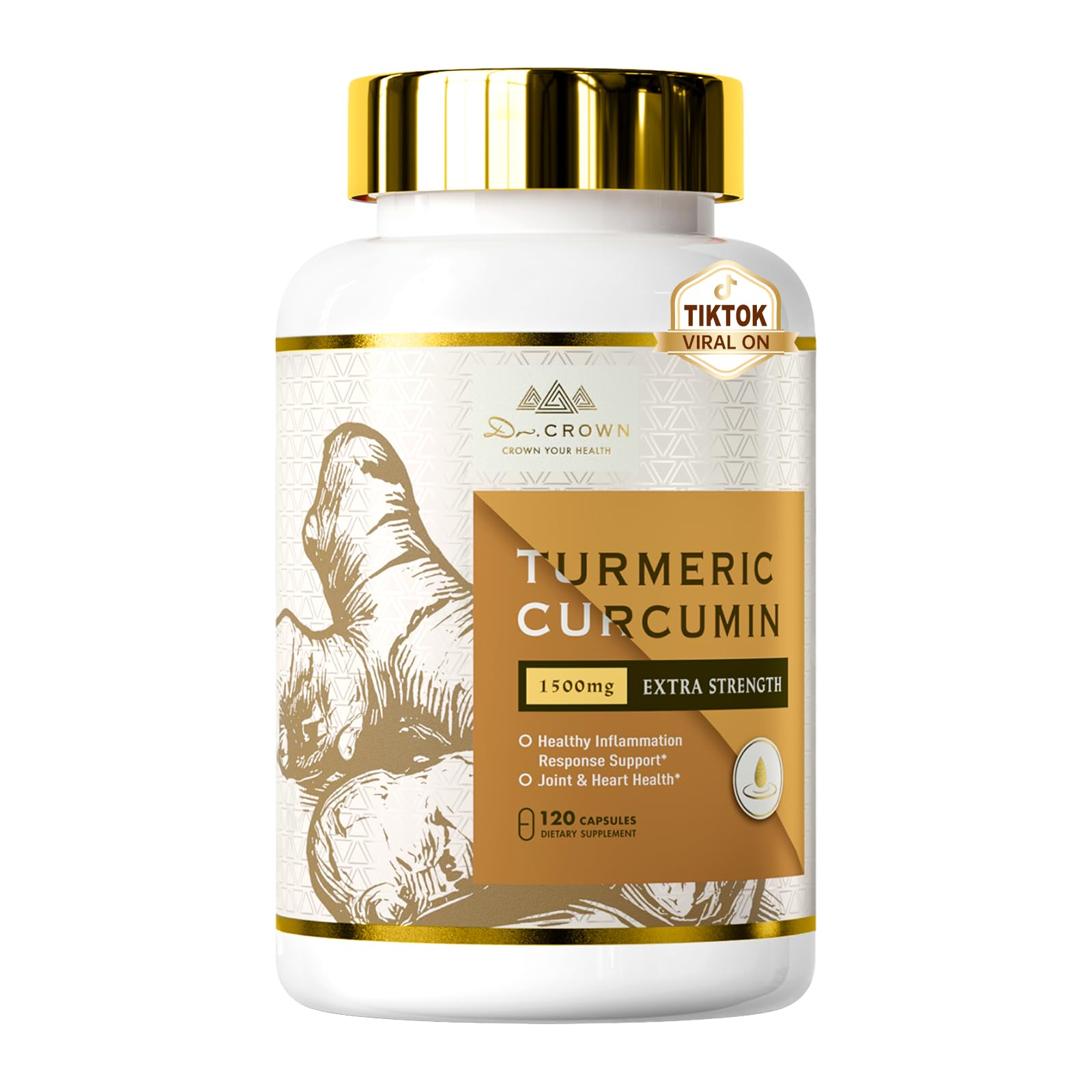 DR. Crown Turmeric Curcumin Supplement 1,500mg, 95% Standardized Curcuminoid with Ginger, MCT Oil, & Black Pepper for Better Absorption, for Antioxidant & Joint Support, 120 Capsules DR. CROWN buy australia supplements