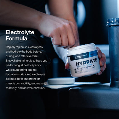 Transparent Labs Hydrate Naturally Sweetened Electrolytes Powder - Hydration Powder Electrolytes with Coconut Water, Calcium, Taurine, & Potassium - 40 Servings, Tropical Punch