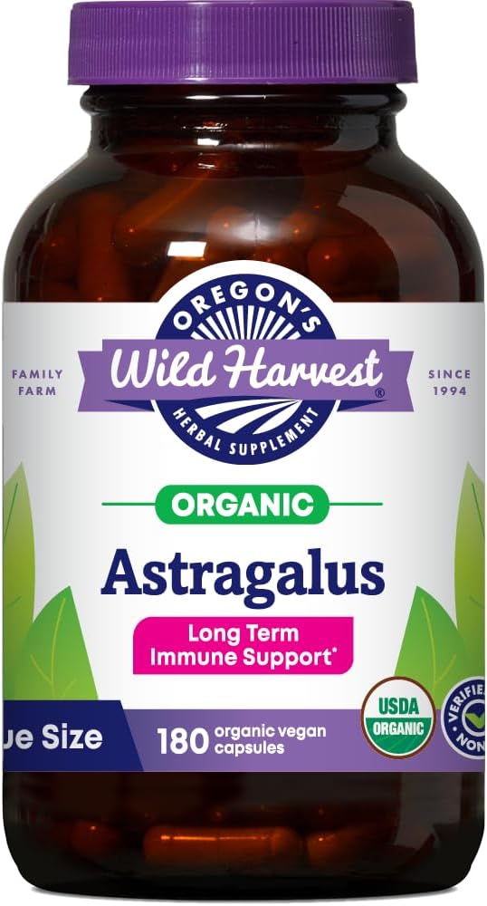 Oregon's Wild Harvest Non-GMO Certified Organic Astragalus Capsules Long Term Immune Support Herbal Supplements-180 Count Gsupps Australia