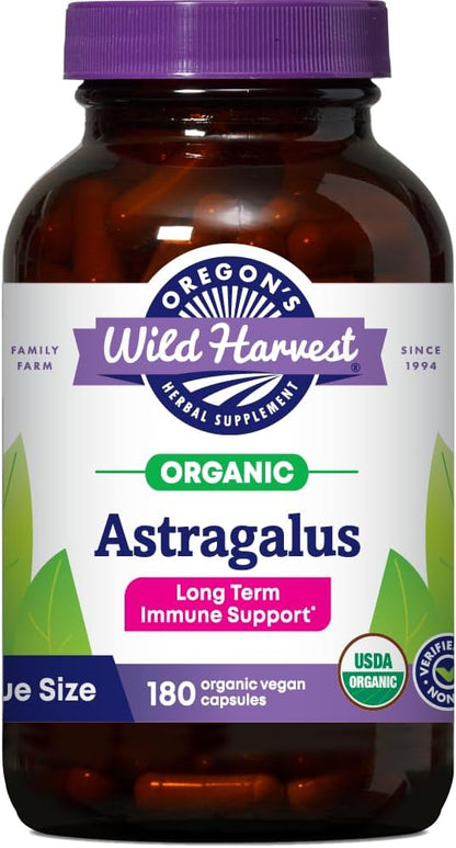 Oregon's Wild Harvest Non-GMO Certified Organic Astragalus Capsules Long Term Immune Support Herbal Supplements-180 Count Gsupps Australia