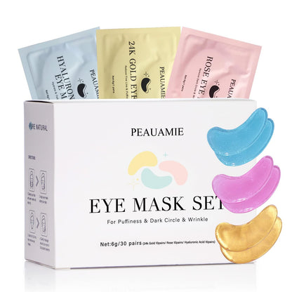 PEAUAMIE Under Eye Patches Gold and Hyaluronic Acid for puffy eyes,Rose Eye Masks PEAUAMIE