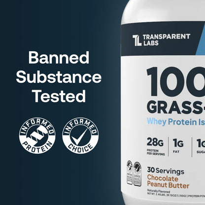 Transparent Labs Grass-Fed Whey Protein Isolate (30 Servings, French Vanilla) & Grass-Fed Whey Protein Isolate (30 Servings, Oatmeal Chocolate Chip Cookie)
