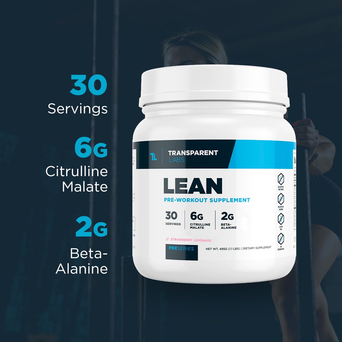 Transparent Labs Lean Pre-Workout - Body Recomposition Pre Workout for Men and Women with Acetyl L-Carnitine, Beta Alanine Powder, & PurCaf Organic Caffeine Powder - 30 Servings, Strawberry Lemonade