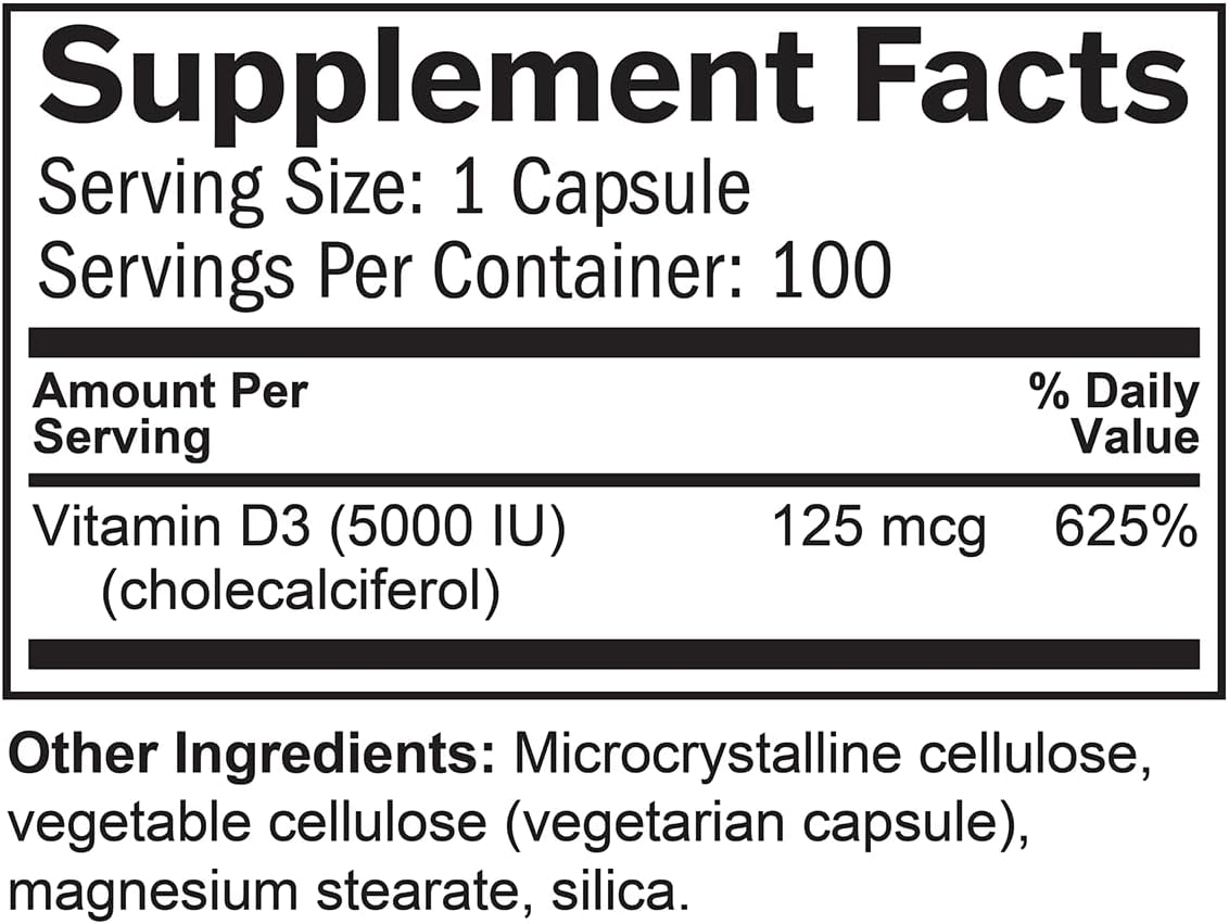 BRAINMD Dr Amen Vitamin D3 5000, 100 Softgels - High Potency Cholecalciferol - Gluten Free - 100 Servings