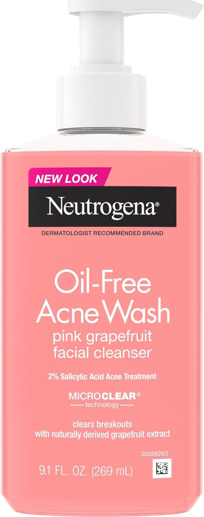 Neutrogena Oil Free Pink Grapefruit Acne Face Wash, 9.1 fl oz Neutrogena