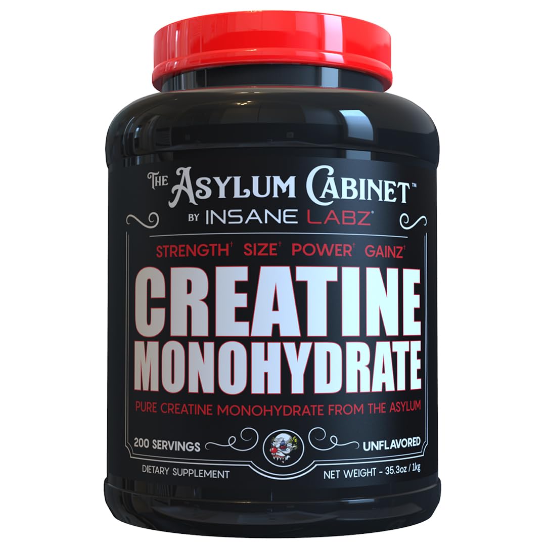 Insane Labz Creatine Monohydrate - Unflavored, Supports Increased Strength, Size and Power, 5g Per Serving, 60 Servings