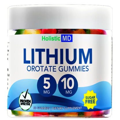 Lithium Orotate 5mg 10mg | for Men Women Kids | Lithium Orotate clinically Studied Chelated High Biovalable | 3 Flavors Sugar Holistic MD
