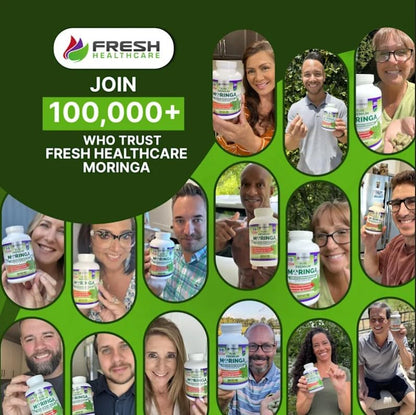 FRESH HEALTHCARE Moringa Capsules – 100% Pure Leaf Powder - 180 Pills, Non-GMO - 3 Month Supply - Complete Green Superfood for Energy FRESH HEALTHCARE