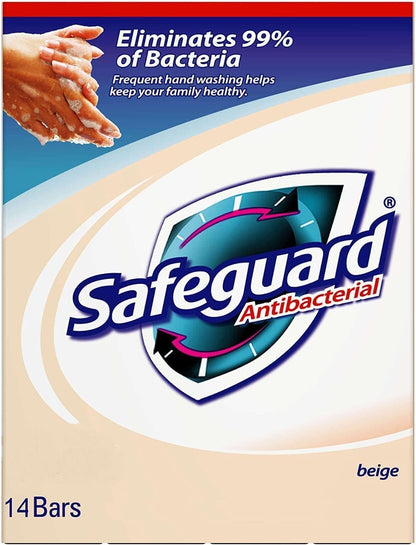Safeguard 14 bars 4 ounce (113 gram) each beige washes away bacteria antibacterial soap bar bar soap Safeguard