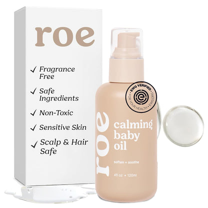 Roe Wellness Baby Hair, Scalp & Body Oil Unscented | Massage, Soothe, & Hydrates Irritated Skin | All Natural Non-Greasy Hydrating | Moisturize Full Body