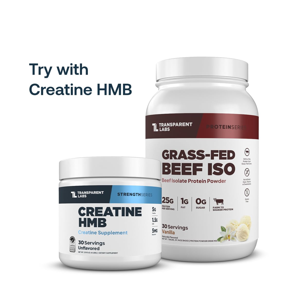 Transparent Labs Grass-Fed Beef Isolate Protein Powder – Naturally Flavored, Dairy-Free Protein with 25g of Protein per Serving for Increased Recovery & Strength - 30 Servings, Chocolate Peanut Butter