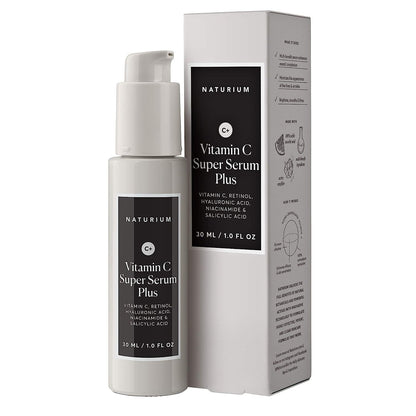 Naturium Vitamin C Super Serum Plus, Smoothing Face Care, plus Retinol, Hyaluronic Acid, Niacinamide & Salicylic Acid, 1 oz Naturium