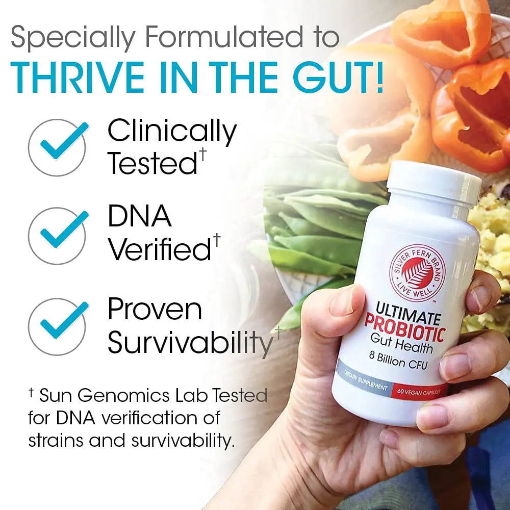 Silver Fern Brand Family Probiotics - Ultimate Adult Probiotic (1 Bottle = 60 Capsules) Plus Ultimate Children's Probiotic for Kids (1 Bottle = 30 Chewables) - Gut Health & Microbiome Support Silver Fern buy australia supplements