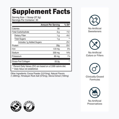 Grass-Fed Collagen Peptides Powder - Unflavored Collagen Powder for Women & Men, 22G Grassfed Bovine Hydrolyzed Collagen Peptides per Serving for Skin, Hair, Bones & Muscle Recovery - 30 Servings