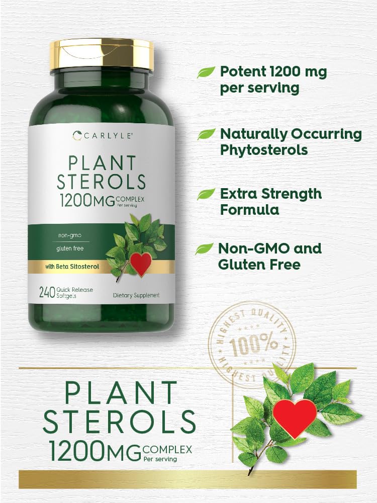 Carlyle Plant Sterols Supplement 1200 mg | 240 Softgels | with Beta Sitosterol | Non-GMO & Gluten Free Carlyle