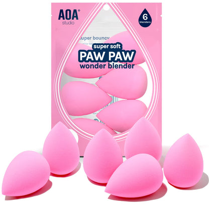 AOA Studio Collection makeup Sponge Set Latex Free and High-definition Set of 6 makeup Wonder blender For Powder Cream and Liquid, Super Soft Wonder Beauty Cosmetic AOA STUDIO