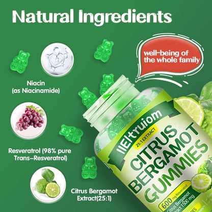 IIEltruiom Citrus Bergamot 1500mg, Citrus Bergamot Gummies for Healthy Cholesterol, Bergamot Supplements 25:1 Extract from Italy Bergamot, IIEltruiom