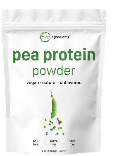 Micro Ingredients North American Grown, Pea Protein Powder, 5 Pounds | Plant Based, Unflavored | Complete Vegan Protein Source with BCAAs & EAAs – 27g Serving | Non-GMO, Keto Friendly Micro Ingredients