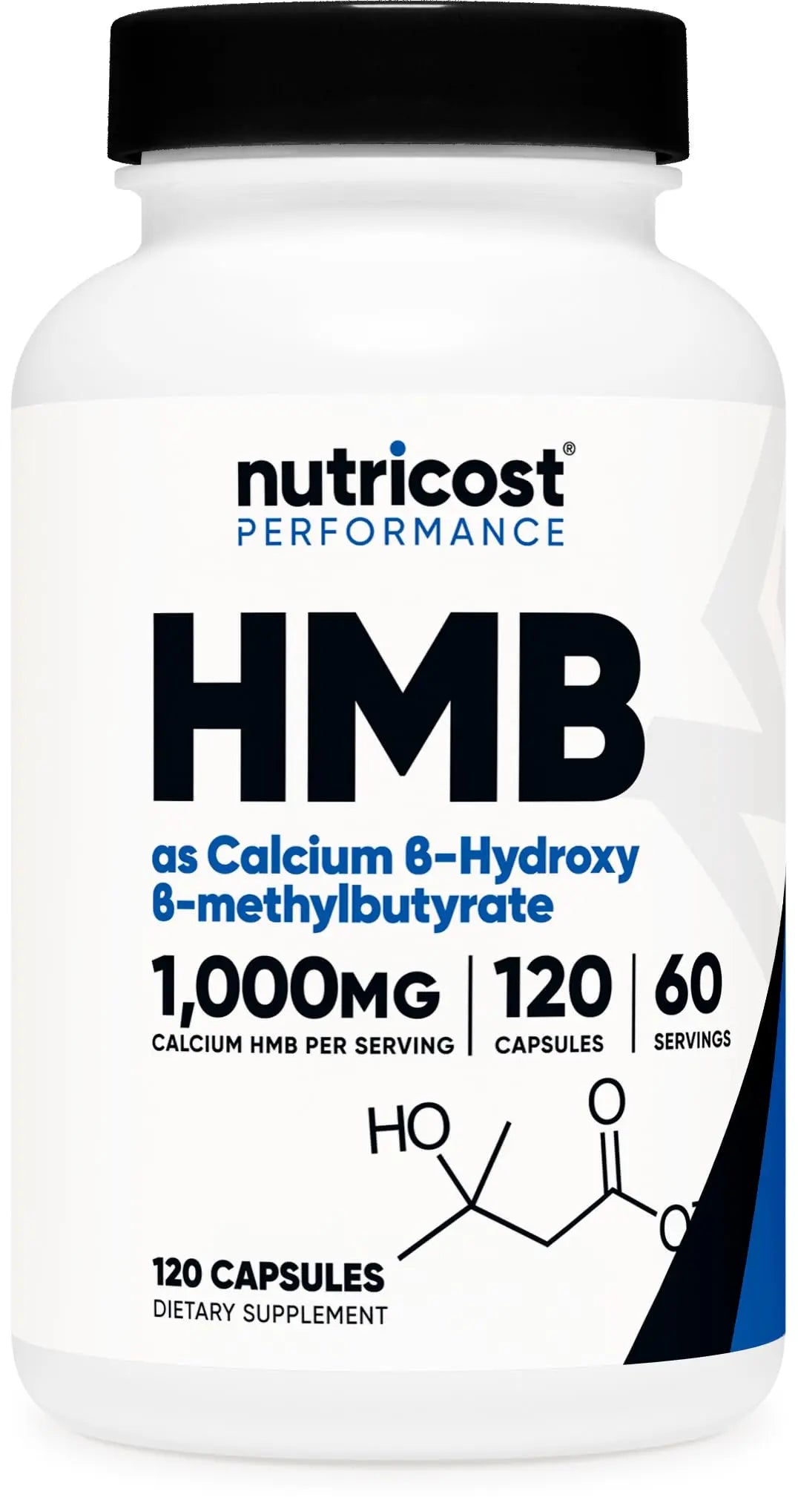 Nutricost HMB (Beta-Hydroxy Beta-Methylbutyrate) 1000mg (120 Capsules) - 500mg Per Capsule, 60 Servings - Gluten Free and Non-GMO Nutricost