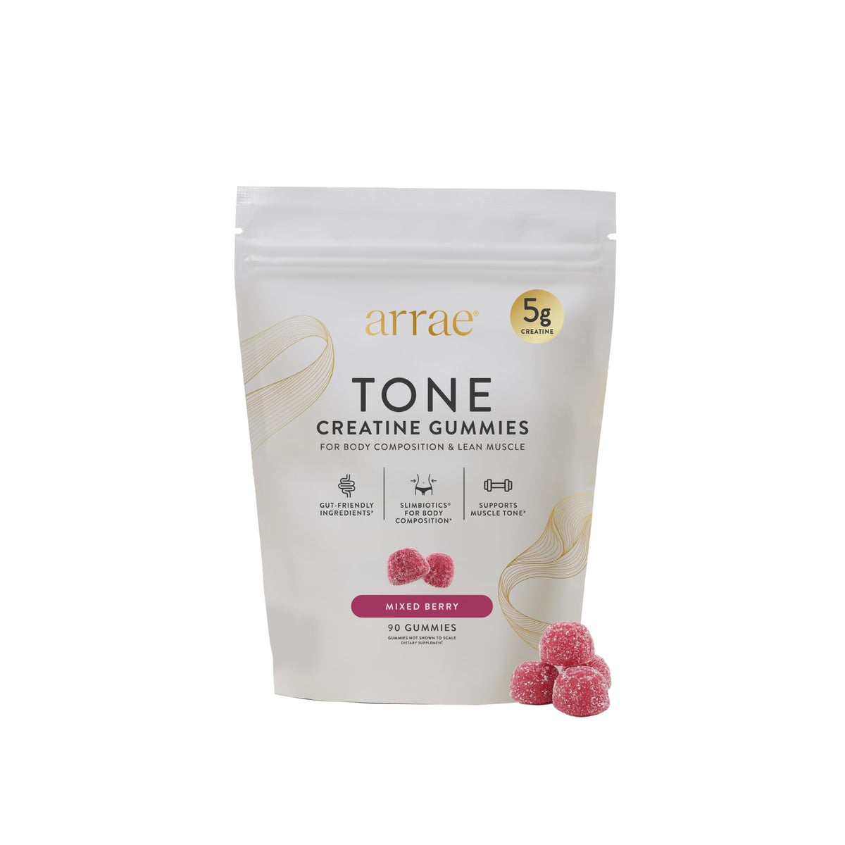 Arrae Tone Gummies – Creatine Monohydrate 5g for Women – Support Lean Muscle, Strength & Recovery – Hormone-Friendly Muscle Toning Supplement Arrae