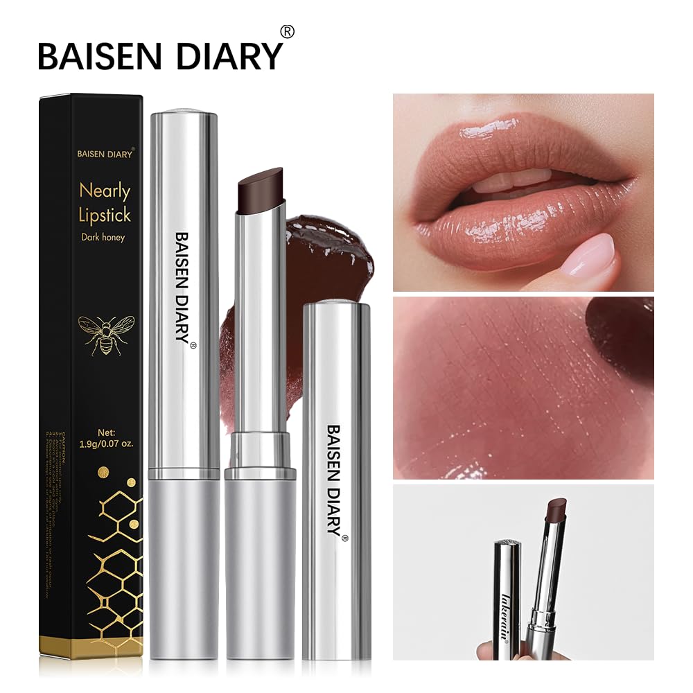 Honey Lipstick Tinted Lip Balm - Sheer Hydrating Lipstick for All Skin Tones - Moisturizing Lip Color, Nourishing Lip Balm with a Hint of Natural Black Cherry Tint BAISEN DIARY