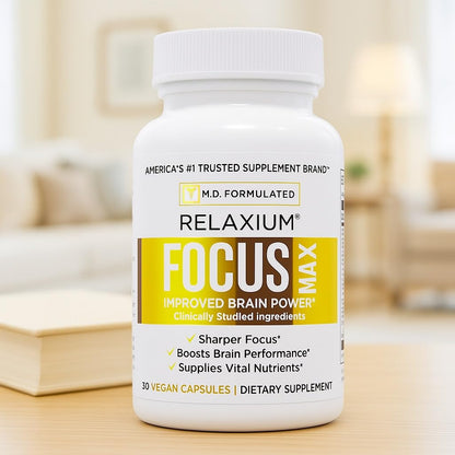 Relaxium FocusMax, Brain & Focus Health Supplement, Mental Clarity Support, Proven Concentration, Focus, Memory, Relaxium