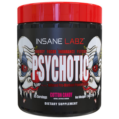 Insane Labz Psychotic, High Stimulant Pre Workout Powder, Extreme Lasting Energy, Focus and Endurance with Beta Alanine, Creatine Monohydrate DMAE, 35 Srvgs (Fruit Punch)