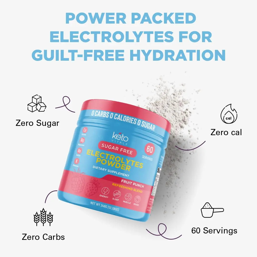 Keto Vitals Keto Electrolytes Powder | Keto-Friendly Electrolytes with Potassium, Magnesium, Sodium, Calcium | Electrolytes Sugar Free | Supplement Energy Drink Mix Keto Vitals