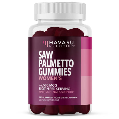 Saw Palmetto Gummies for Women, Raspberry, 60ct, 2500mcg Biotin | DHT Blocker & Hair, Skin, Nail Health Gummies, Supports Stronger-Looking Hair, Raspberry Flavor, 1 Month Supply Gsupps Australia