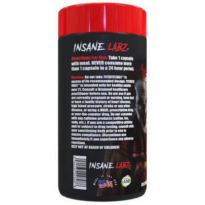Insane Labz Psychotic Diablo Thermogenic Fat Burner for Men and Women with Grains of Paradise Theobromine Dandelion Root Extract Fueled by AMPiberry, Appetite Suppressant - 60 Servings
