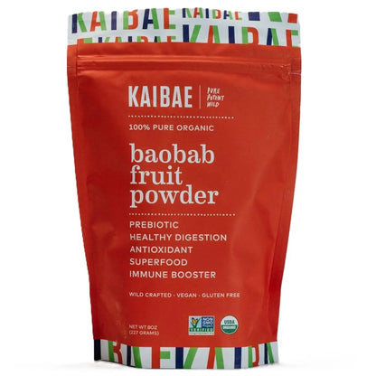 KAIBAE Premium Organic Baobab Powder | Prebiotic Fiber Superfood for Gut & Metabolic Health | Vitamin C + Polyphenols | Gluten-Free, Non-GMO, Vegan | 8 oz. KAIBAE