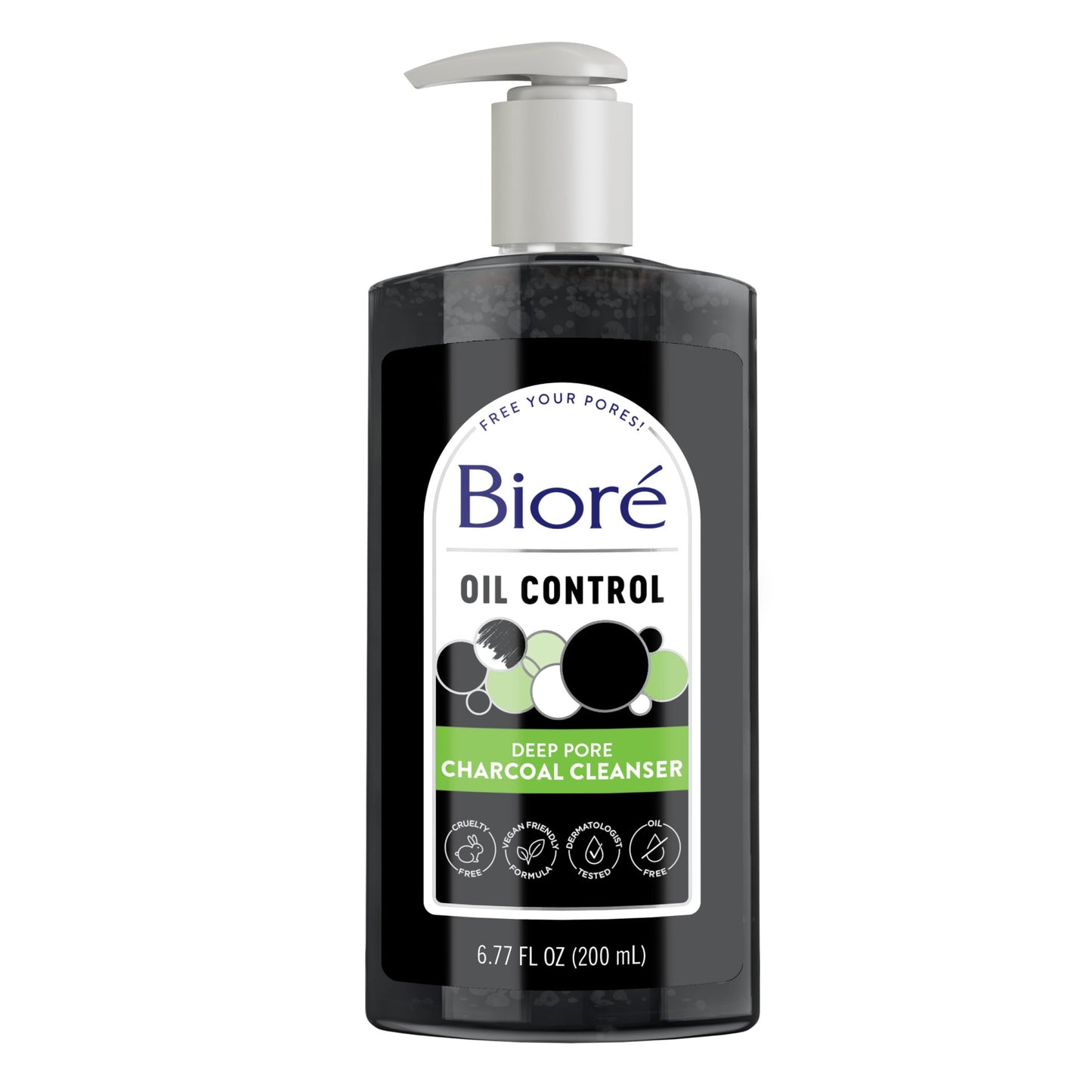 Biore Deep Pore Charcoal Face Wash, Daily Facial Cleanser for Dirt & Makeup Removal, for Oily Skin, 6.77 Oz Bioré