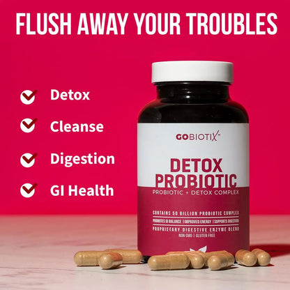 GOBIOTIX Detox Probiotic Supplement for Digestive Health - Milk Thistle, Turmeric, and Dandelion Root, Enzymes for Gut Health GOBIOTIX
