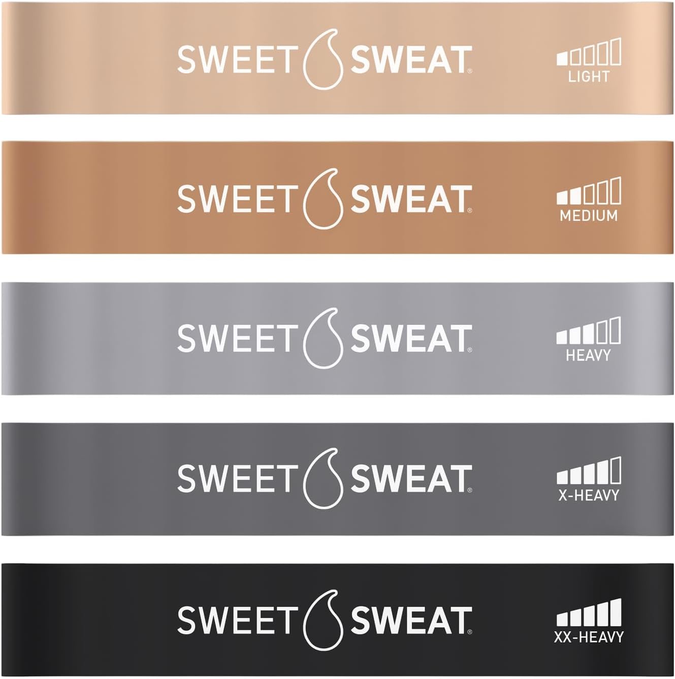Sweet Sweat® Mini Loop Hip Bands with 5 Levels of Resistance (Toned) | Hip Booty Bands for Squats Lunges Physical Therapy Yoga Pilates Rehab and Home Workout | Non-Latex Elastic Bands w/ Carry-Bag Gsupps Australia